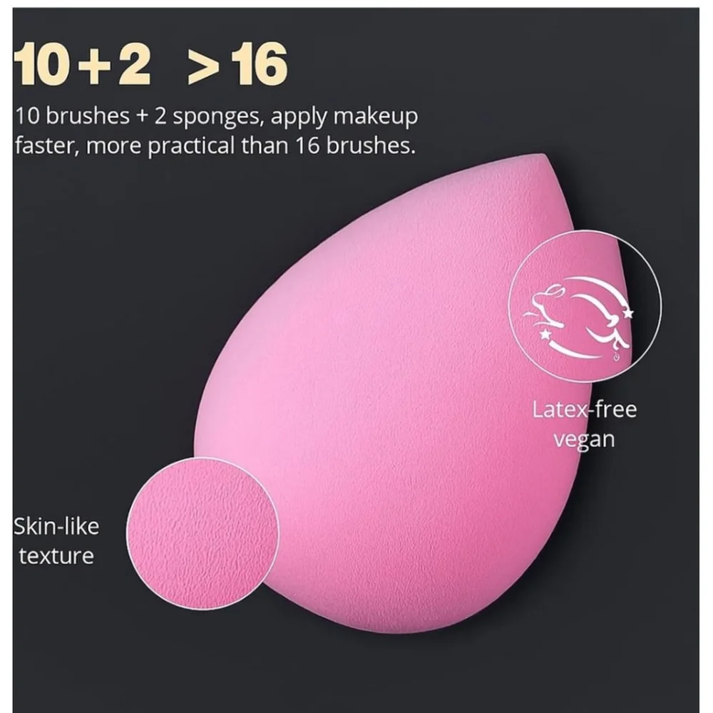 Makeup Brush 10-Pc Set with Blending Sponges